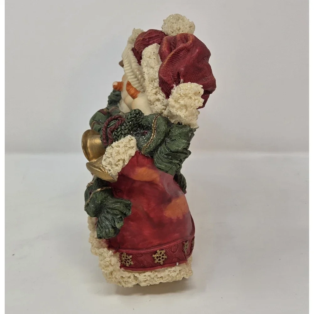 Resin Snowmen Duo Figurine Happy Holiday Sign Bells Christmas Decor 7